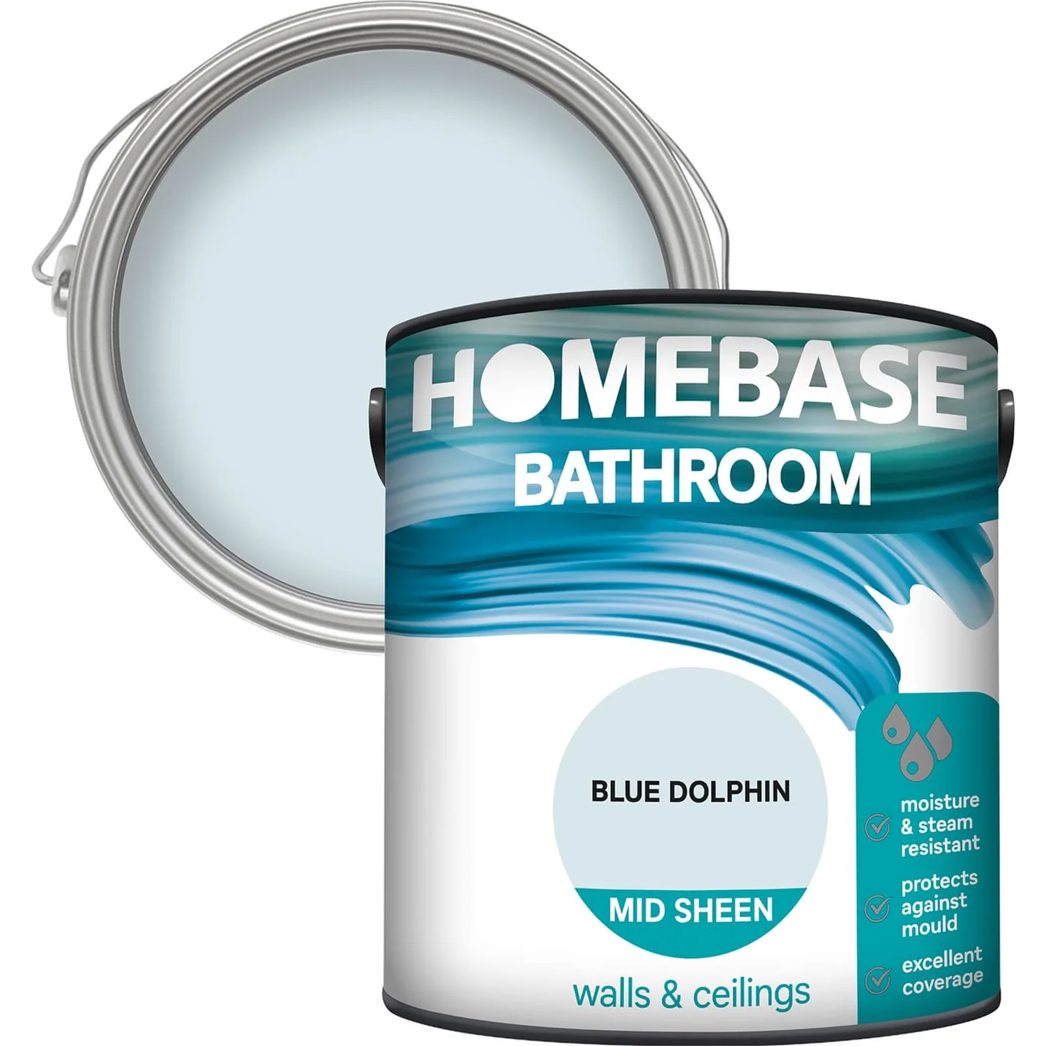 Homebase Bathroom Mid Sheen Paint - Blue Dolphin 2.5L 3 Homebase Bathroom Mid Sheen Paint - Blue Dolphin 2.5L