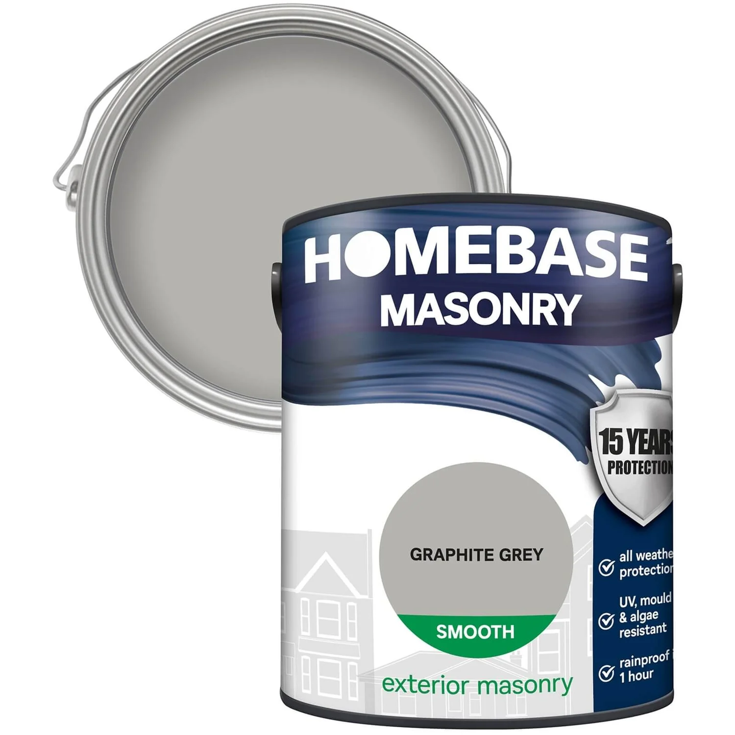 Homebase Smooth Masonry Paint - Graphite Grey 5L 3 Homebase Smooth Masonry Paint - Graphite Grey 5L