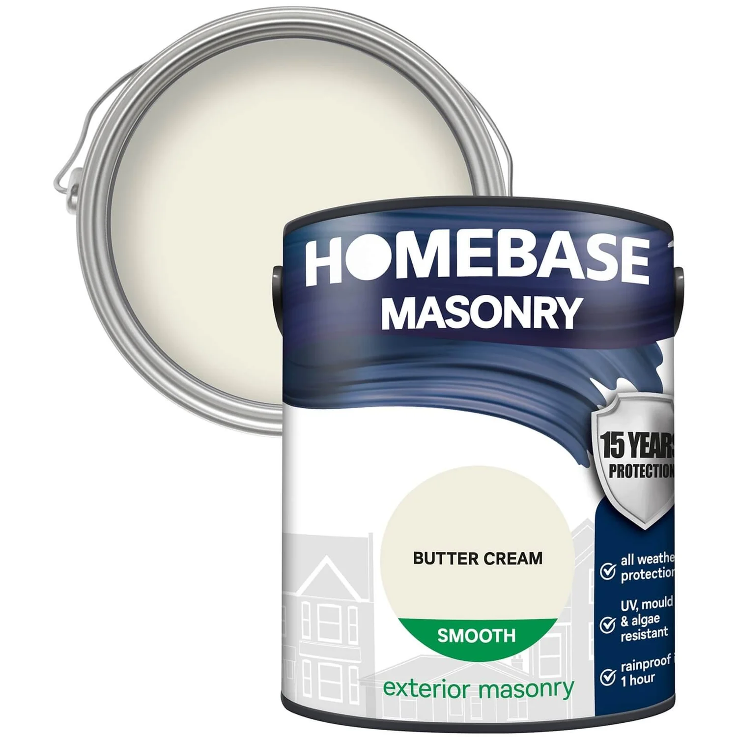 Homebase Smooth Masonry Paint - Butter Cream 5L 3 Homebase Smooth Masonry Paint - Butter Cream 5L