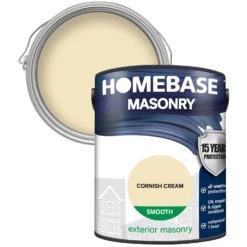 Homebase Smooth Masonry Paint - Cornish Cream 5L