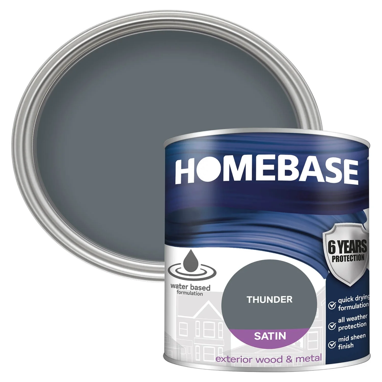 Homebase Exterior Satin Paint - Thunder 750ml 3 Homebase Exterior Satin Paint - Thunder 750ml