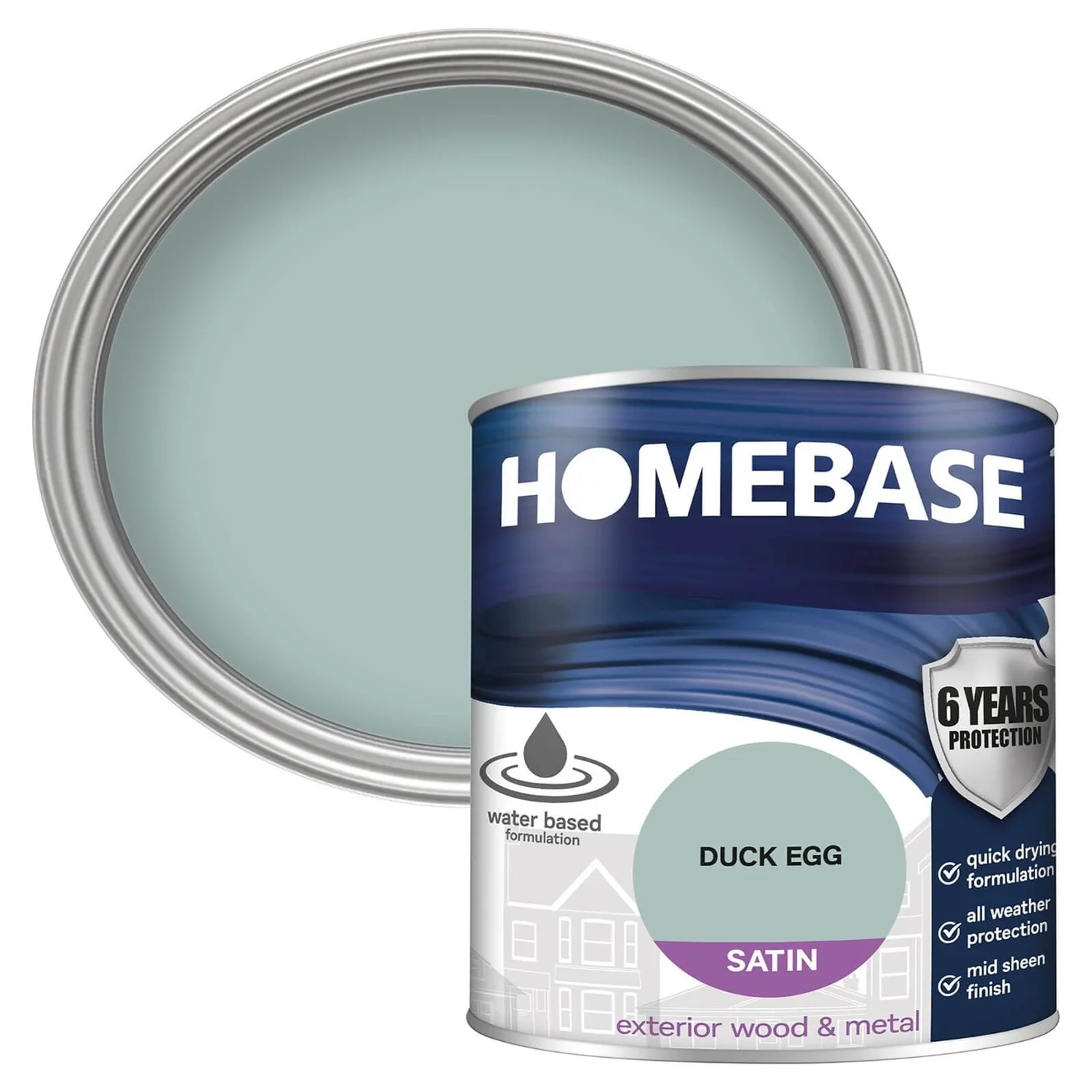 Homebase Exterior Satin Paint - Duck Egg 750ml 3 Homebase Exterior Satin Paint - Duck Egg 750ml