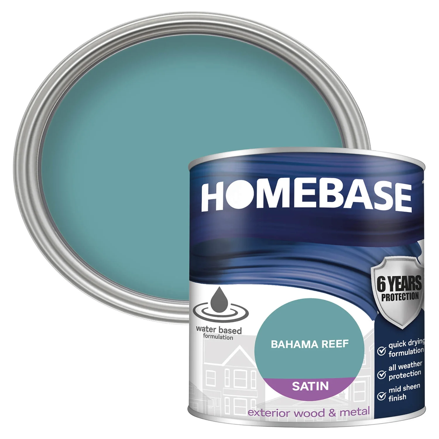Homebase Exterior Satin Paint - Bahama Reef 750ml 3 Homebase Exterior Satin Paint - Bahama Reef 750ml
