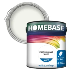 Homebase Matt Emulsion Paint Pure Brilliant White - 2.5L