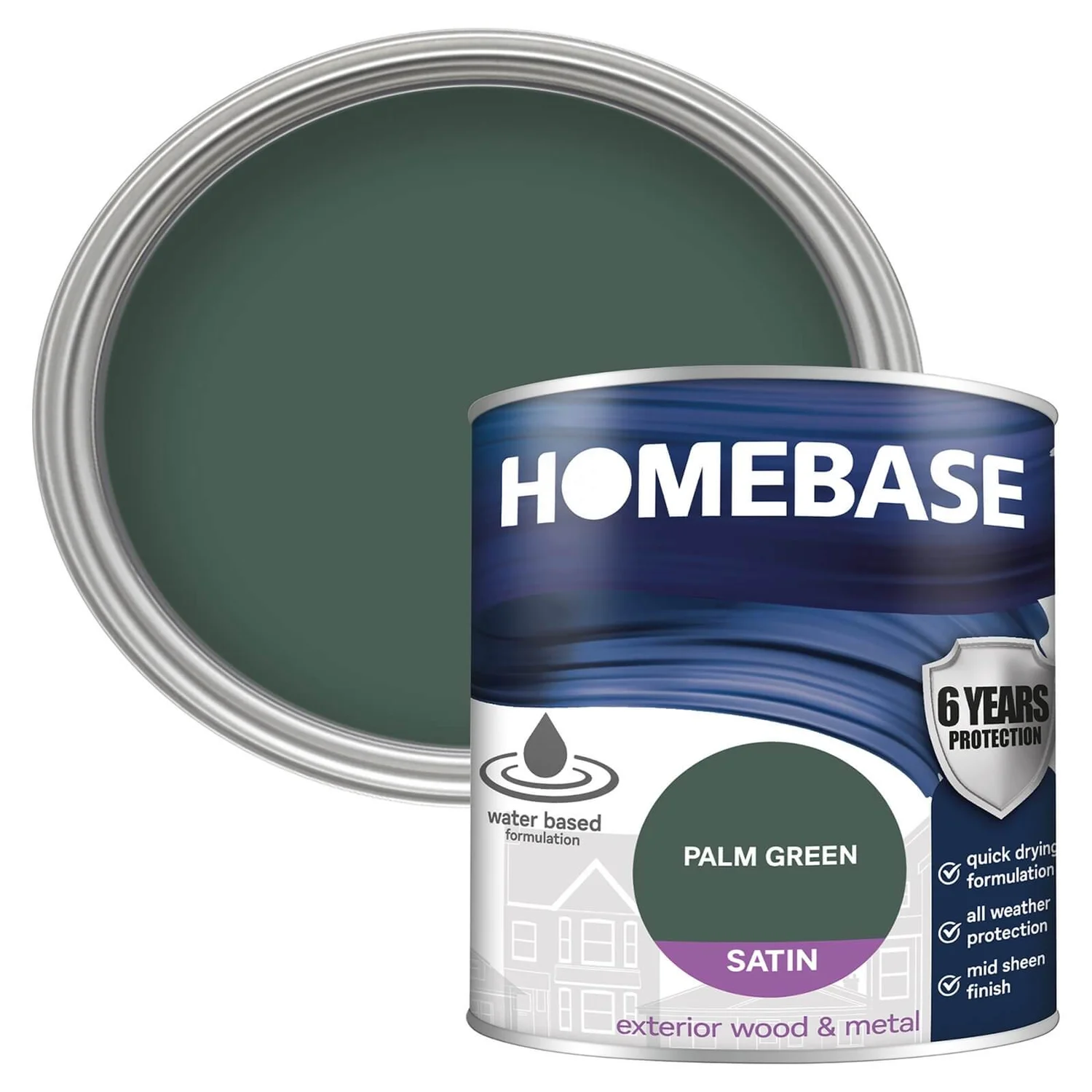 Homebase Exterior Satin Paint - Palm Green 750ml 3 Homebase Exterior Satin Paint - Palm Green 750ml