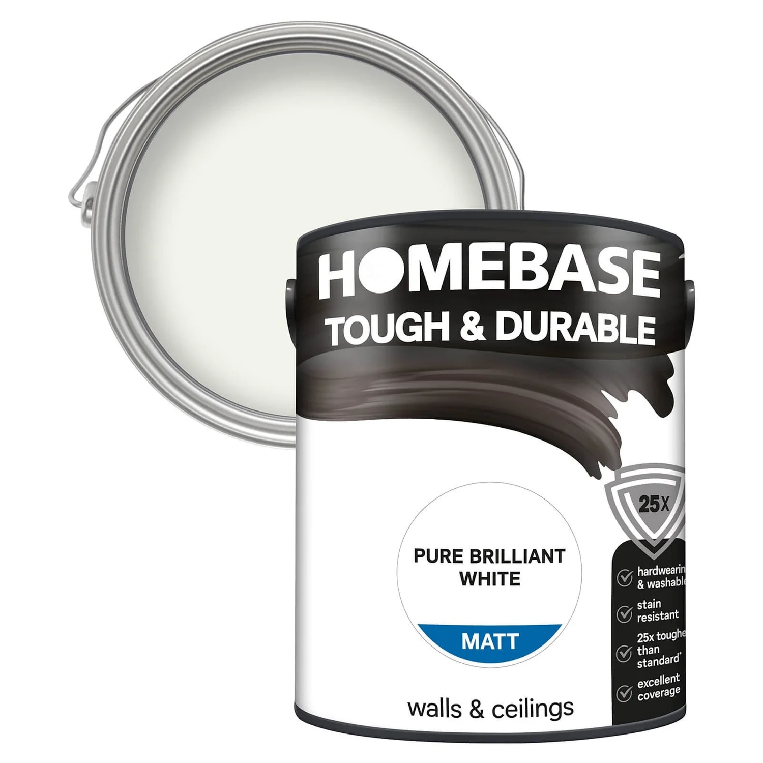Homebase Tough & Durable Matt Paint Pure Brilliant White - 5L 3 Homebase Tough & Durable Matt Paint Pure Brilliant White - 5L