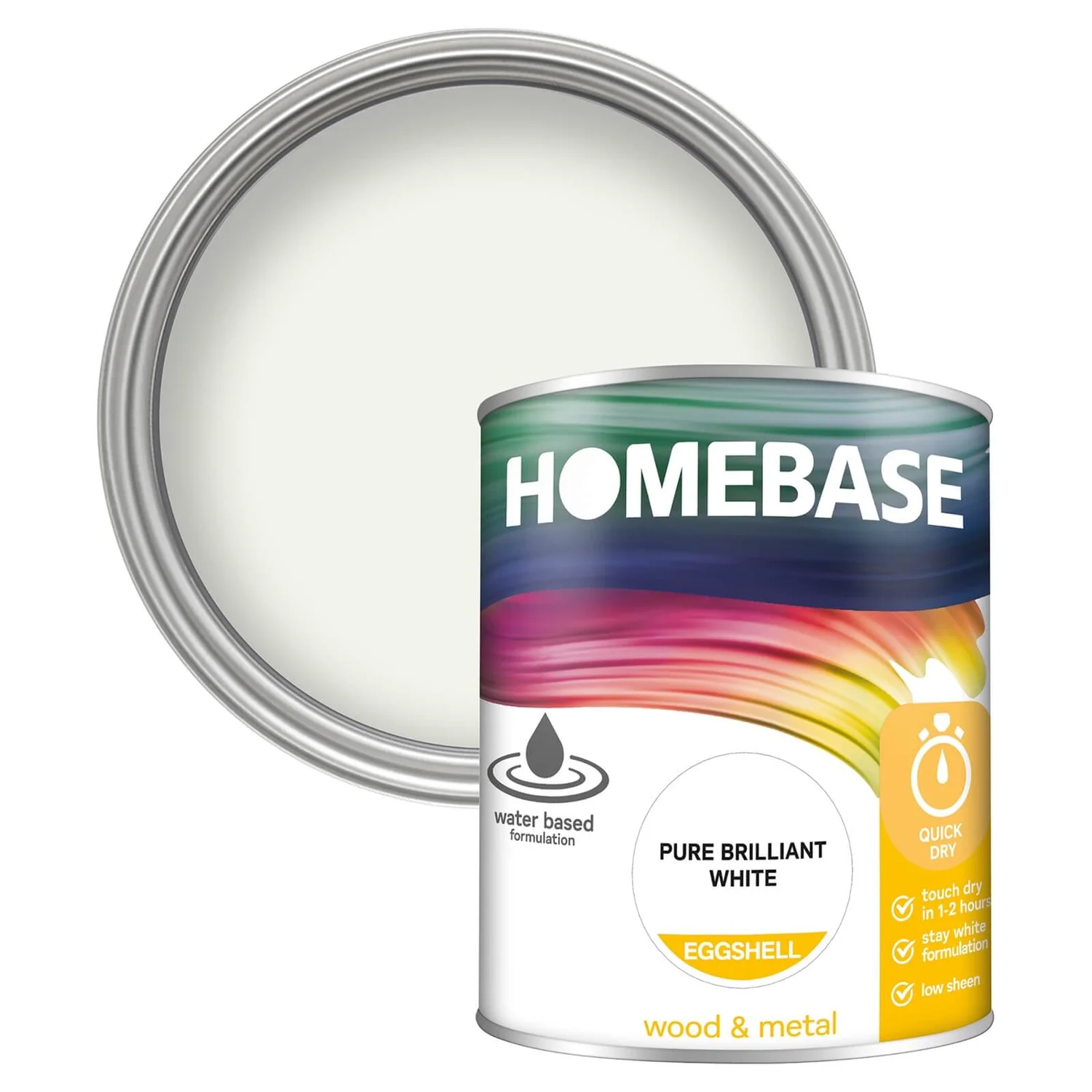 Homebase Interior Quick Dry Eggshell Paint Brilliant White - 750ml 2 Homebase Interior Quick Dry Eggshell Paint Brilliant White - 750ml