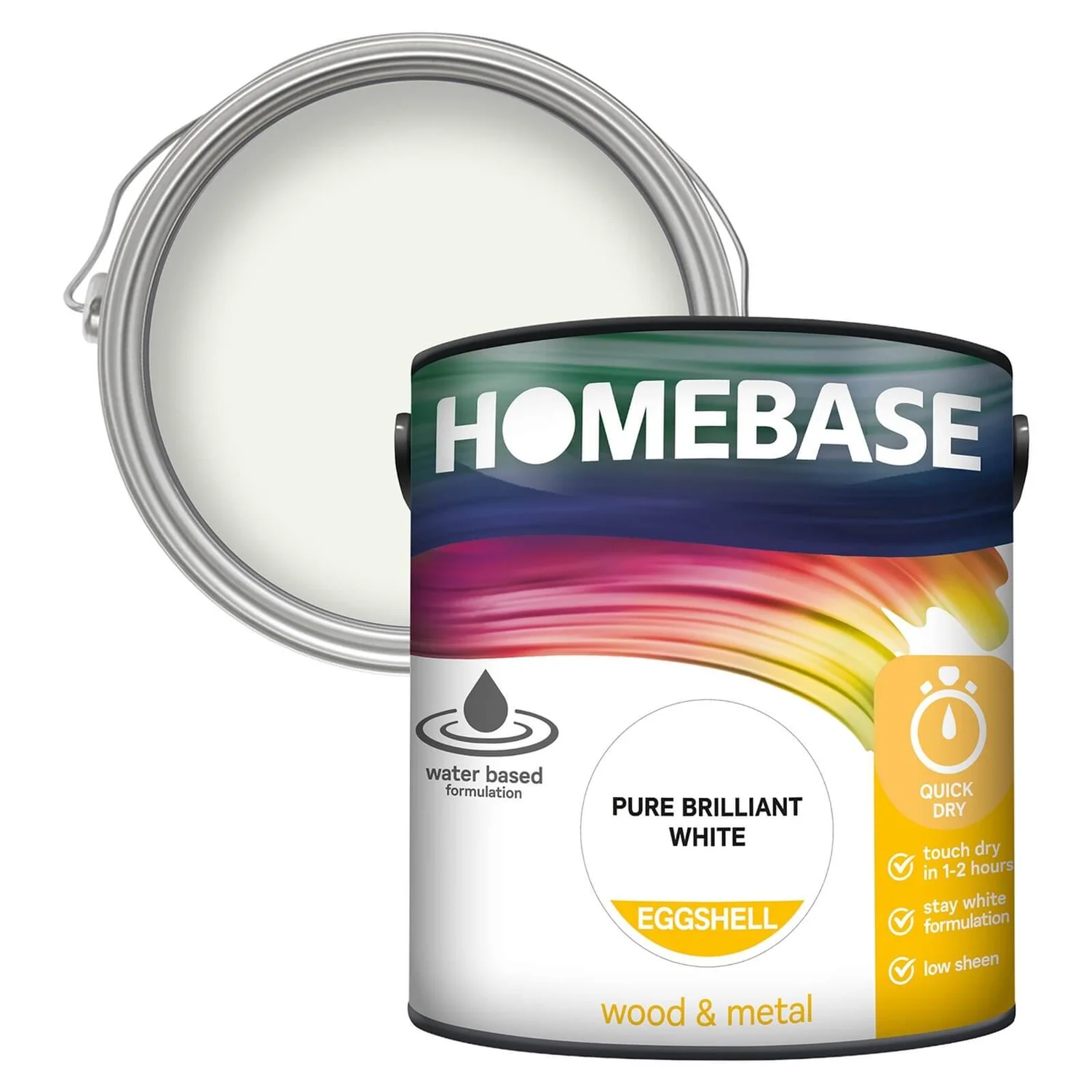 Homebase Interior Quick Dry Eggshell Paint Brilliant White - 2.5L 3 Homebase Interior Quick Dry Eggshell Paint Brilliant White - 2.5L
