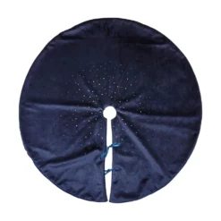 Blue Velvet With Diamante Trim Christmas Tree Skirt