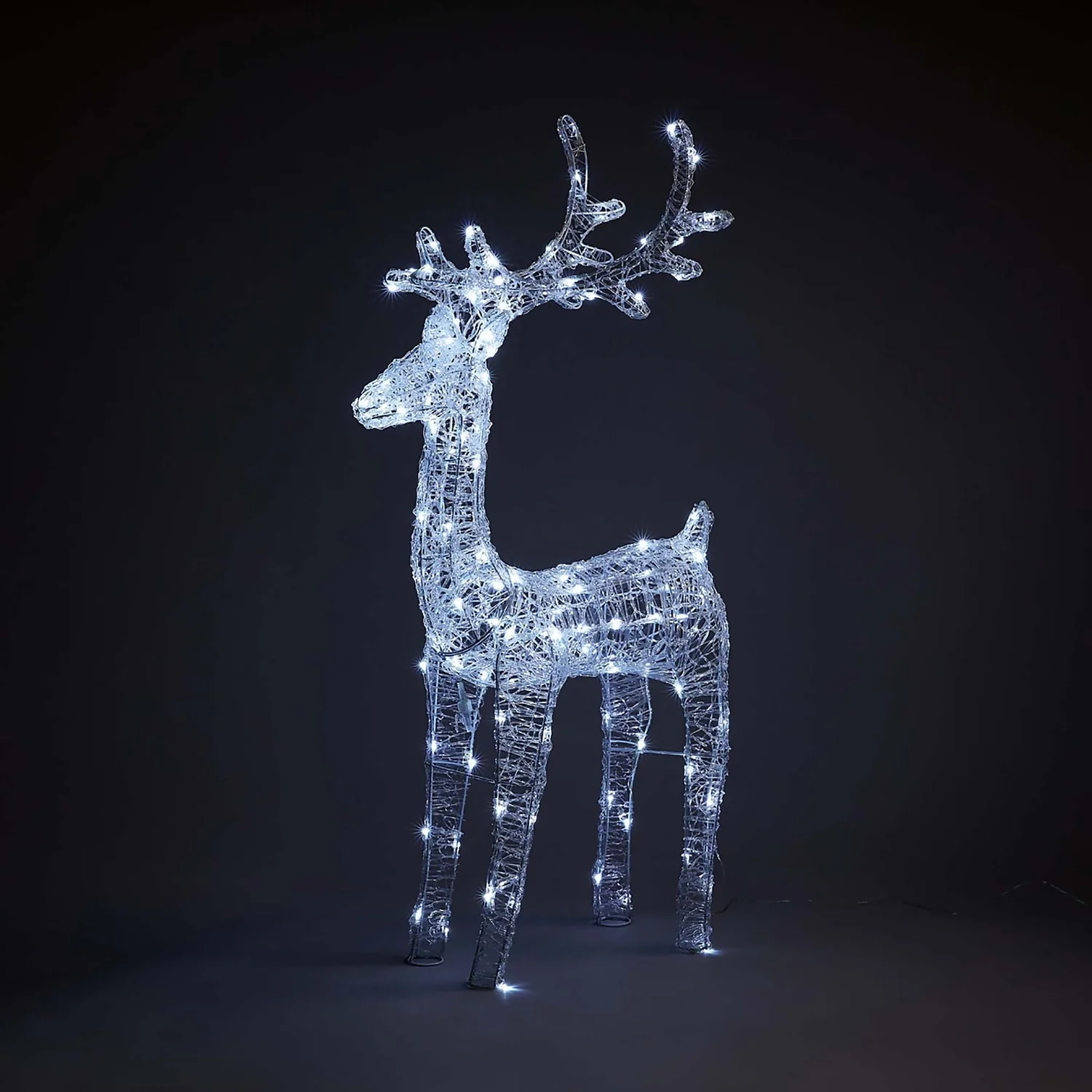 Acrylic LED Reindeer White 3D Outdoor Christmas Light Decoration - 128cm 3 Acrylic LED Reindeer White 3D Outdoor Christmas Light Decoration - 128cm