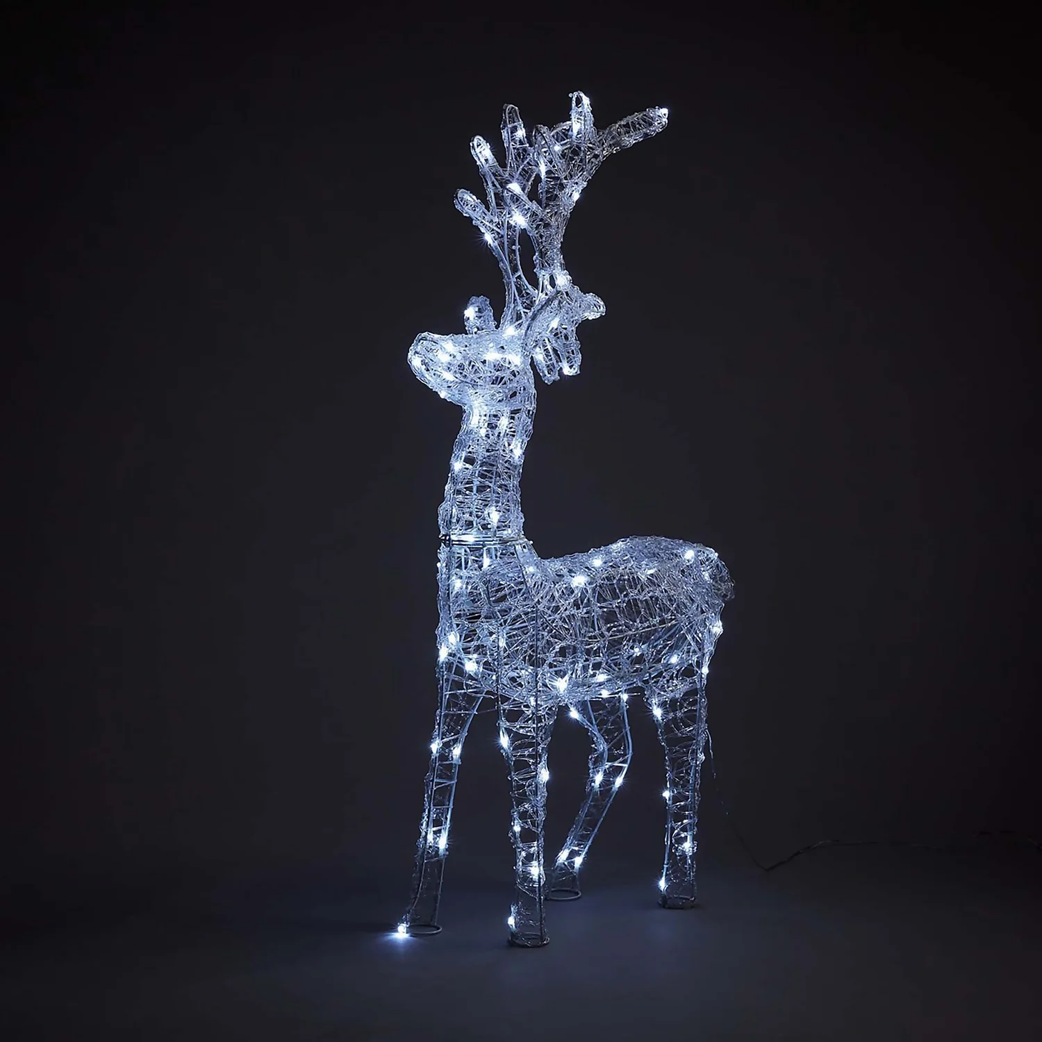 Acrylic LED Reindeer White 3D Outdoor Christmas Light Decoration - 100cm 3 Acrylic LED Reindeer White 3D Outdoor Christmas Light Decoration - 100cm