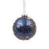 Navy & Gold Star Glass Christmas Tree Bauble - 90mm